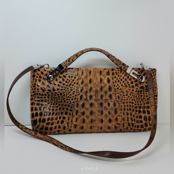 Due Fratelli Leather Shoulder Bag *Brown/Tan* EUC - Picture 6 of 16